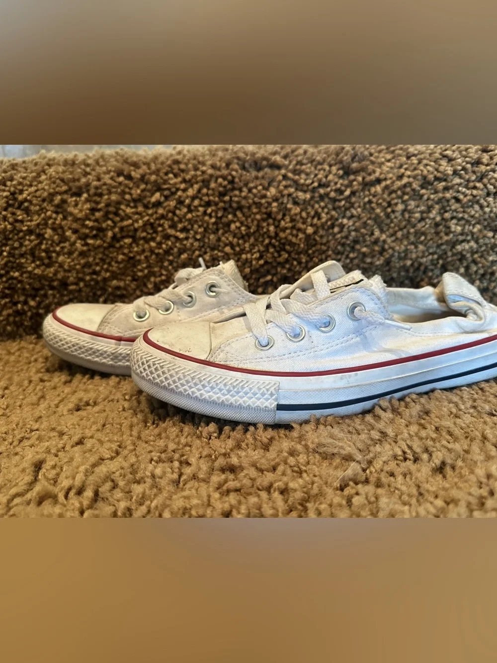 Converse White Low-Top Sneakers with Red Trim